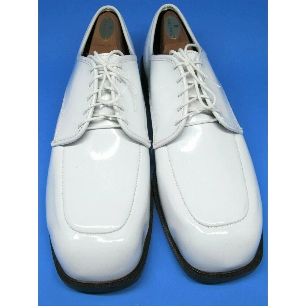 Gateway White Patent Leather Apron Toe Dress Lace Up Oxfords Mens Size US 14 M
